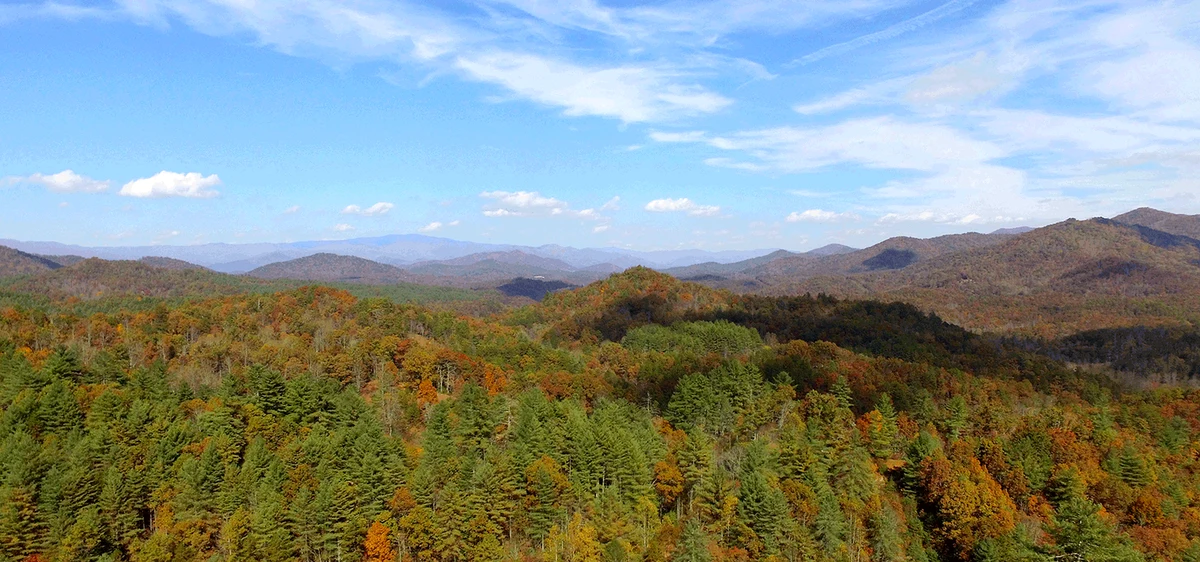 Autumn woodland and open mountain ridges from the Long Branch Estates photo collection
